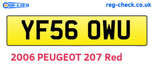 YF56OWU are the vehicle registration plates.