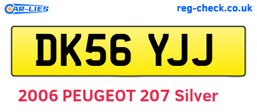 DK56YJJ are the vehicle registration plates.