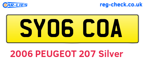 SY06COA are the vehicle registration plates.