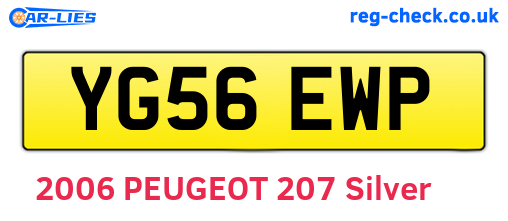 YG56EWP are the vehicle registration plates.