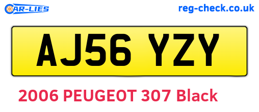 AJ56YZY are the vehicle registration plates.