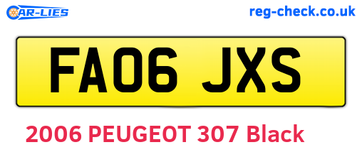 FA06JXS are the vehicle registration plates.