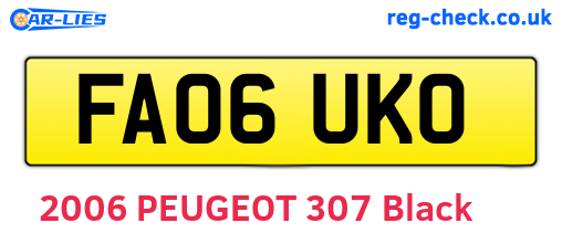 FA06UKO are the vehicle registration plates.
