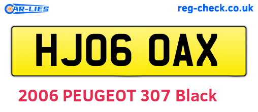 HJ06OAX are the vehicle registration plates.