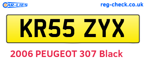 KR55ZYX are the vehicle registration plates.