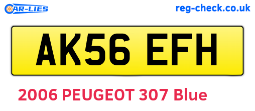 AK56EFH are the vehicle registration plates.