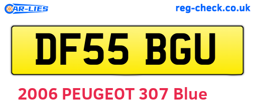DF55BGU are the vehicle registration plates.