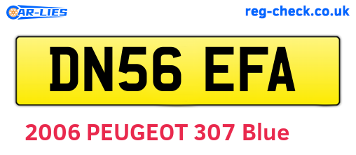 DN56EFA are the vehicle registration plates.