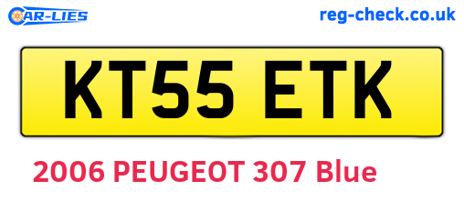 KT55ETK are the vehicle registration plates.