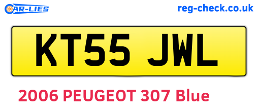 KT55JWL are the vehicle registration plates.