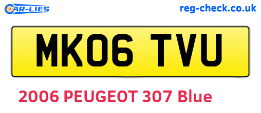 MK06TVU are the vehicle registration plates.