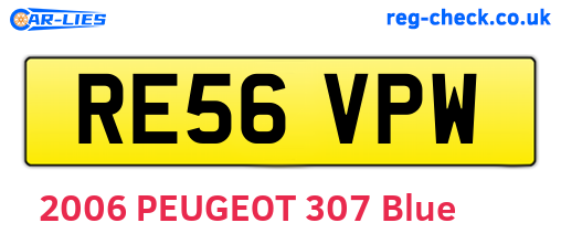 RE56VPW are the vehicle registration plates.