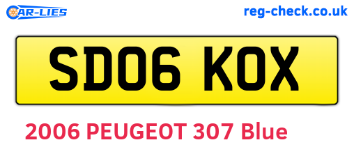 SD06KOX are the vehicle registration plates.