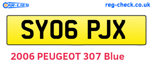 SY06PJX are the vehicle registration plates.