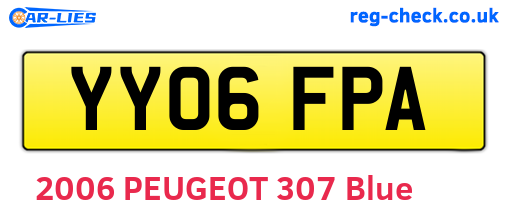 YY06FPA are the vehicle registration plates.