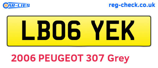 LB06YEK are the vehicle registration plates.