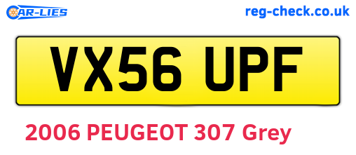 VX56UPF are the vehicle registration plates.