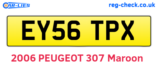 EY56TPX are the vehicle registration plates.