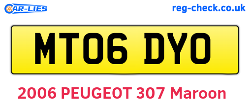 MT06DYO are the vehicle registration plates.