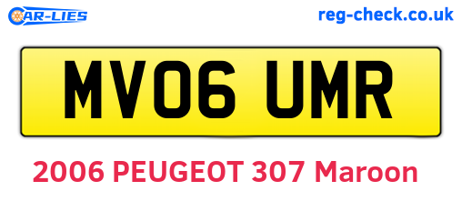 MV06UMR are the vehicle registration plates.