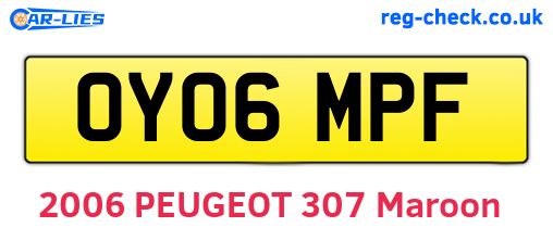 OY06MPF are the vehicle registration plates.