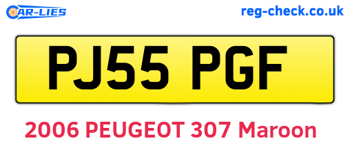 PJ55PGF are the vehicle registration plates.