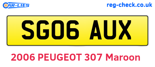 SG06AUX are the vehicle registration plates.