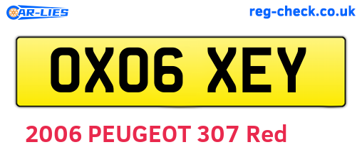 OX06XEY are the vehicle registration plates.