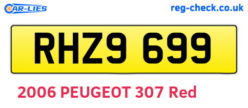 RHZ9699 are the vehicle registration plates.