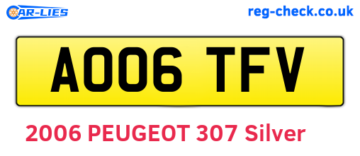 AO06TFV are the vehicle registration plates.