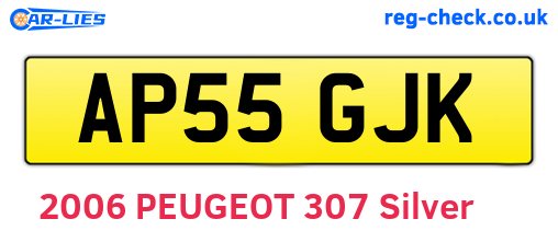 AP55GJK are the vehicle registration plates.