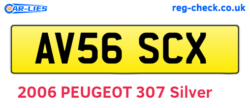 AV56SCX are the vehicle registration plates.