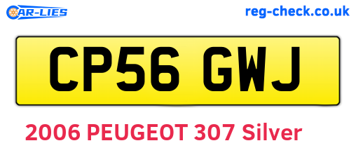 CP56GWJ are the vehicle registration plates.