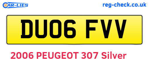 DU06FVV are the vehicle registration plates.