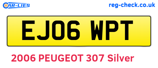 EJ06WPT are the vehicle registration plates.