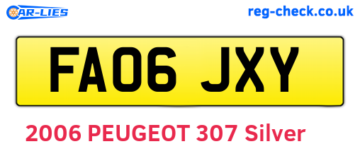 FA06JXY are the vehicle registration plates.