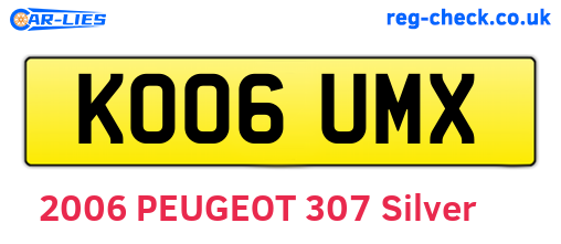 KO06UMX are the vehicle registration plates.