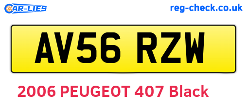 AV56RZW are the vehicle registration plates.