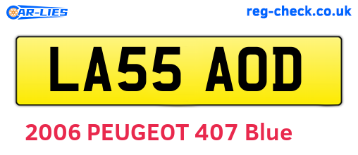 LA55AOD are the vehicle registration plates.