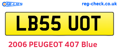 LB55UOT are the vehicle registration plates.