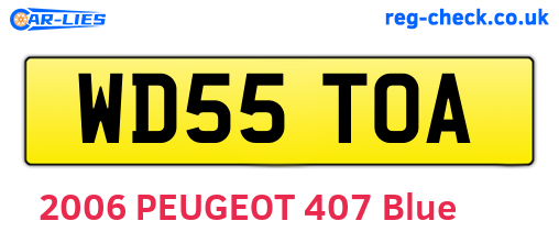 WD55TOA are the vehicle registration plates.