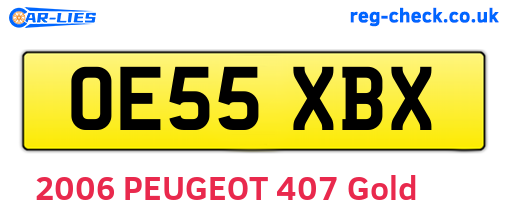 OE55XBX are the vehicle registration plates.