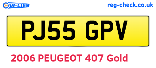 PJ55GPV are the vehicle registration plates.