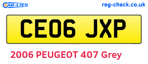 CE06JXP are the vehicle registration plates.
