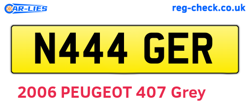 N444GER are the vehicle registration plates.