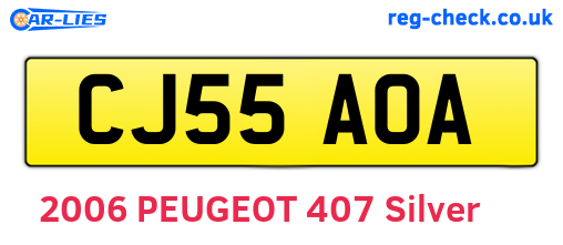 CJ55AOA are the vehicle registration plates.