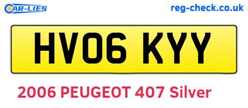 HV06KYY are the vehicle registration plates.