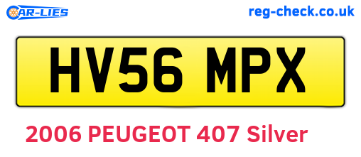 HV56MPX are the vehicle registration plates.