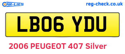 LB06YDU are the vehicle registration plates.
