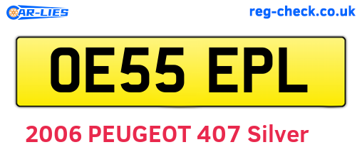 OE55EPL are the vehicle registration plates.